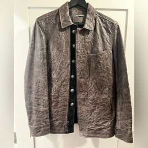 John Varvatos men’s grey leather band jacket size 46.